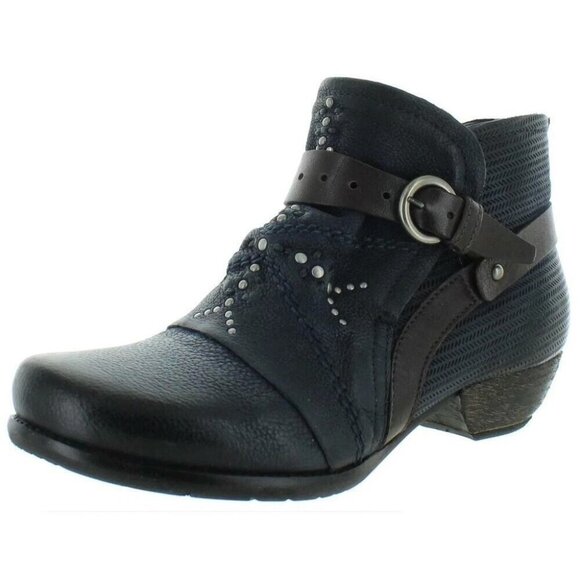 MIZ MOOZ-Marnie-Black/Brown Studded Leather Buckle Ankle Boots-Sz 36-NEW/BOXED - Picture 1 of 7